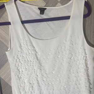 Ann Taylor White Textured Tank Top
